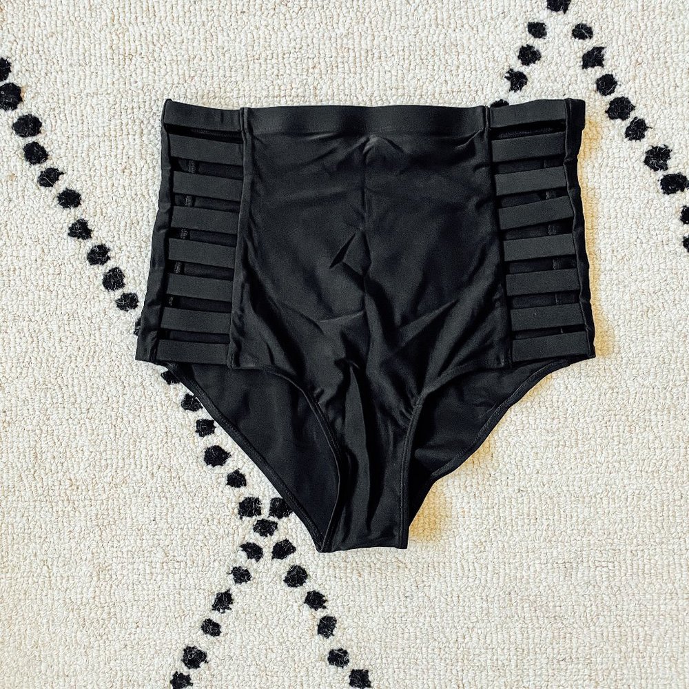 Cage Black High Waisted Bottoms